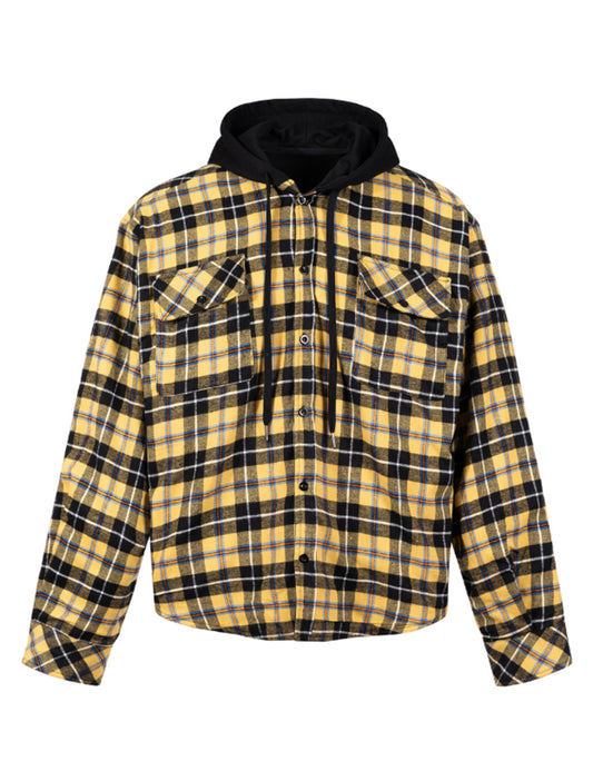 YELLOW REVERSIBLE HOODED FLANNEL JACKET